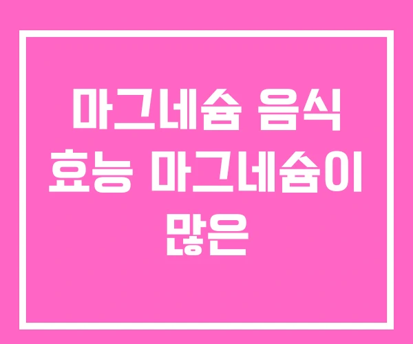 마그네슘 음식 효능 마그네슘이 많은 마그네슘 음식 효능 마그네슘이 많은