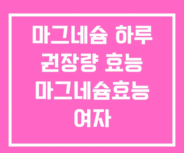 마그네슘 하루 권장량 효능 마그네슘효능 여자