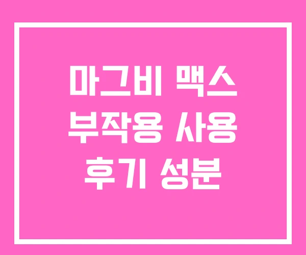 마그비 맥스 부작용 사용 후기 성분 마그비 맥스 부작용 사용 후기 성분