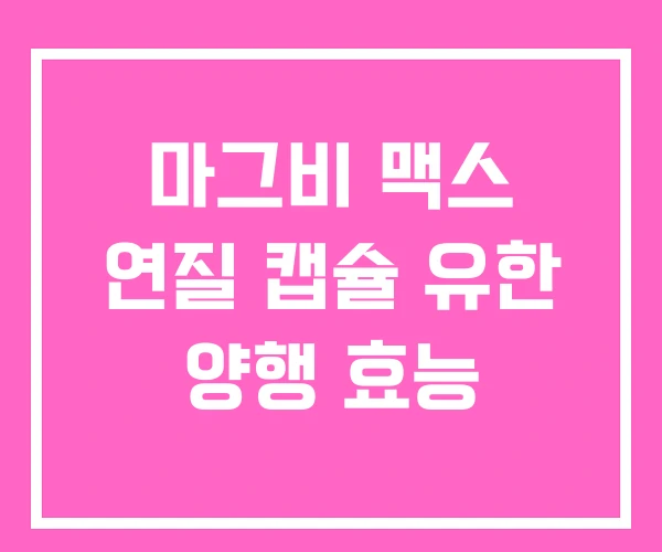 마그비 맥스 연질 캡슐 유한 양행 효능 마그비 맥스 연질 캡슐 유한 양행 효능