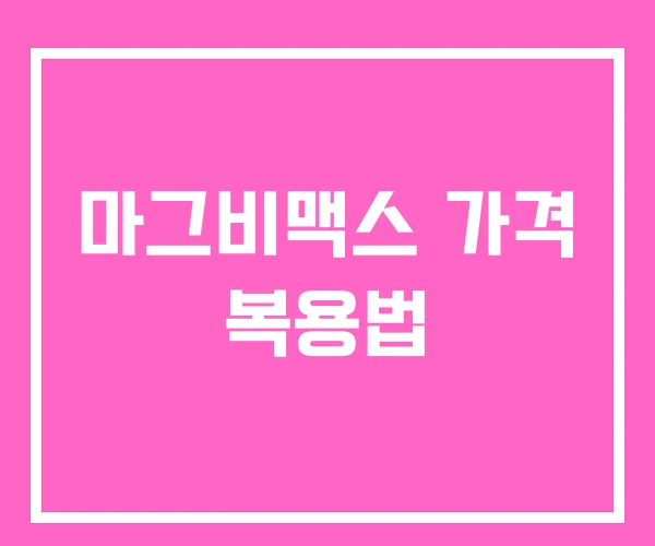 마그비맥스 가격 복용법 마그비맥스 가격 복용법