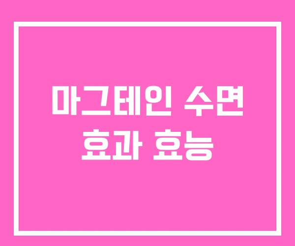 마그테인 수면 효과 효능 마그테인 수면 효과 효능
