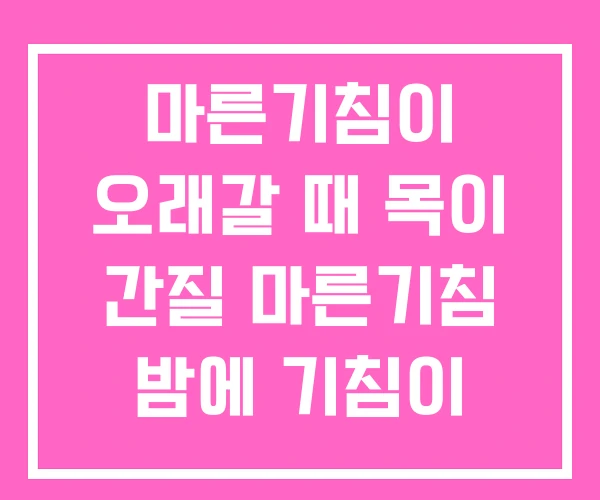 마른기침이 오래갈 때 목이 간질 마른기침 밤에 기침이 심할 때