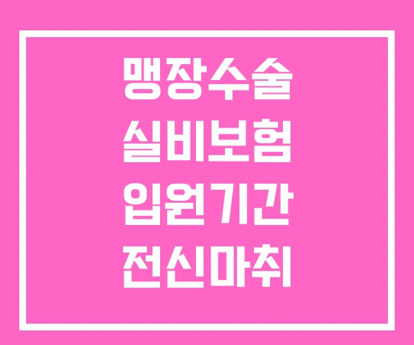 맹장수술 실비보험 입원기간 전신마취