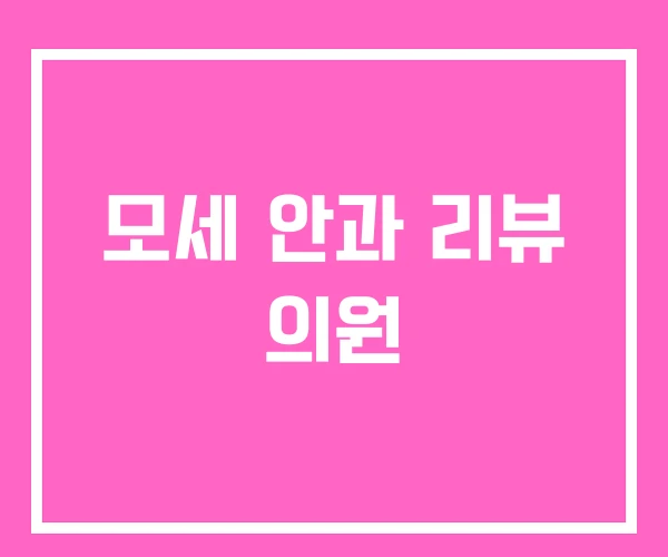 모세 안과 리뷰 의원 모세 안과 리뷰 의원