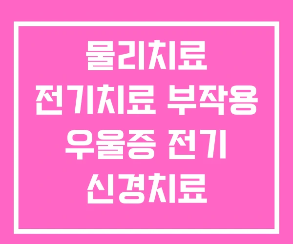 물리치료 전기치료 부작용 우울증 전기 신경치료 물리치료 전기치료 부작용 우울증 전기 신경치료