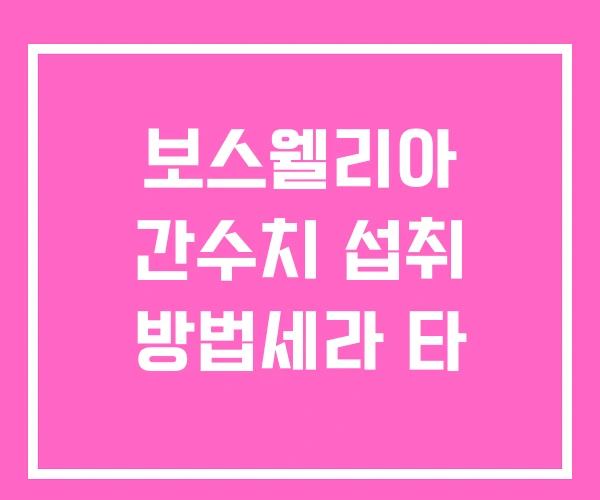 보스웰리아 간수치 섭취 방법세라 타