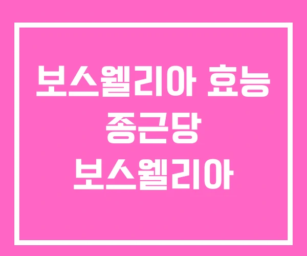 보스웰리아 효능 종근당 보스웰리아