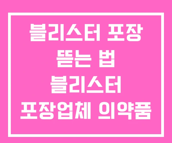 블리스터 포장 뜯는 법 블리스터 포장업체 의약품