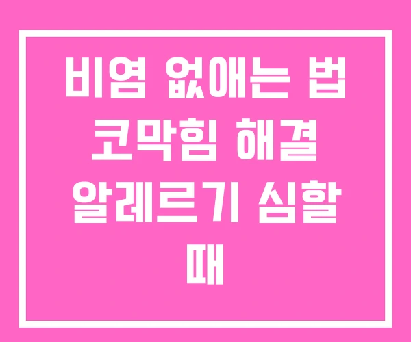 비염 없애는 법 코막힘 해결 알레르기 심할 때