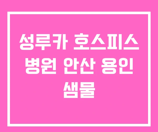 성루카 호스피스 병원 안산 용인 샘물