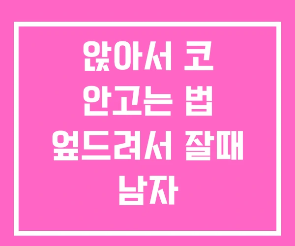 앉아서 코 안고는 법 엎드려서 잘때 남자 앉아서 코 안고는 법 엎드려서 잘때 남자