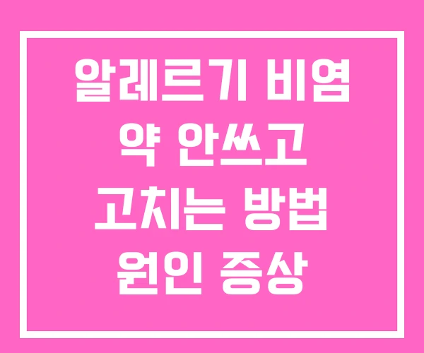 알레르기 비염 약 안쓰고 고치는 방법 원인 증상 알레르기 비염 약 안쓰고 고치는 방법 원인 증상