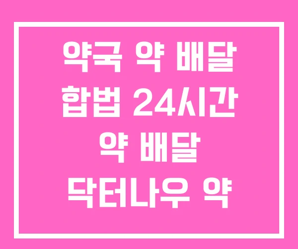 약국 약 배달 합법 24시간 약 배달 닥터나우 약 배달