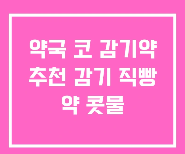 약국 코 감기약 추천 감기 직빵 약 콧물