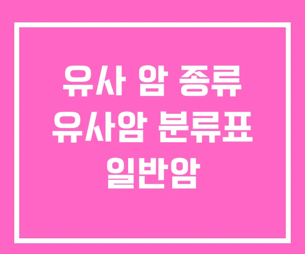 유사 암 종류 유사암 분류표 일반암 유사 암 종류 유사암 분류표 일반암