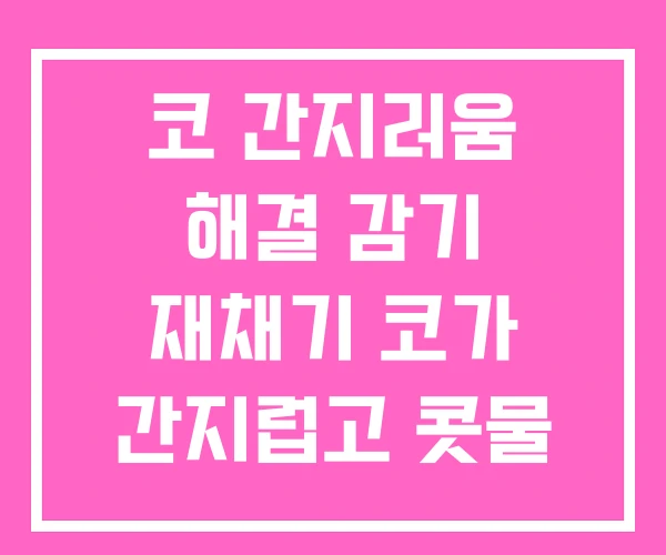 코 간지러움 해결 감기 재채기 코가 간지럽고 콧물