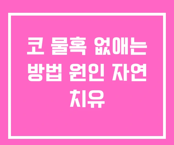 코 물혹 없애는 방법 원인 자연 치유
