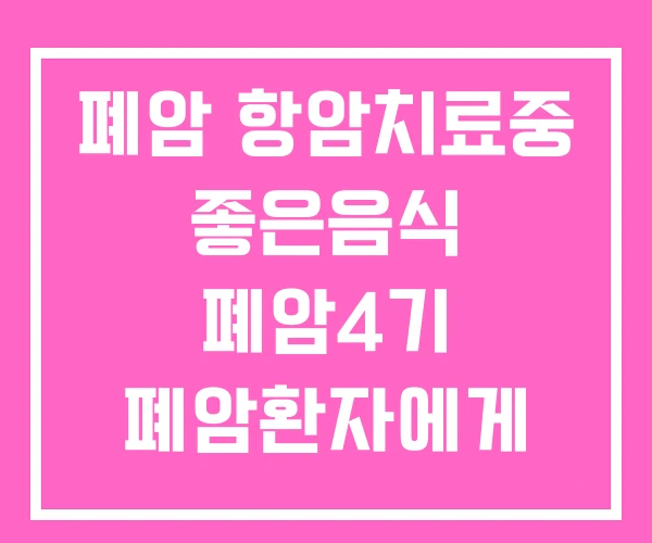 폐암 항암치료중 좋은음식 폐암4기 폐암환자에게