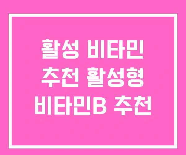 활성 비타민 추천 활성형 비타민B 추천