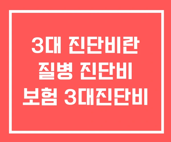 3대 진단비란 질병 진단비 보험 3대진단비