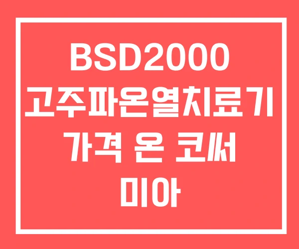 BSD2000 고주파온열치료기 가격 온 코써 미아
