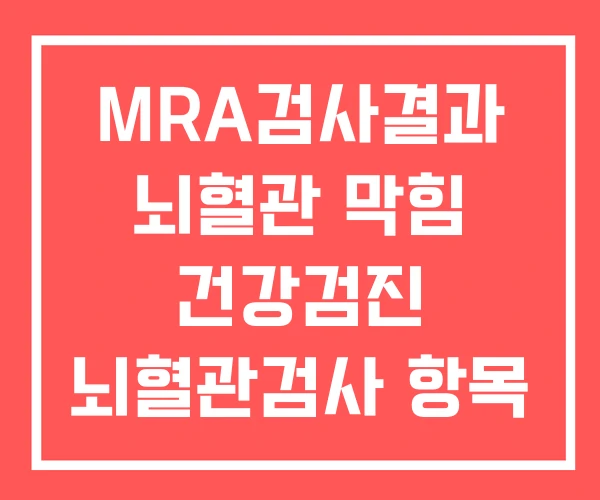 MRA검사결과 뇌혈관 막힘 건강검진 뇌혈관검사 항목 검사