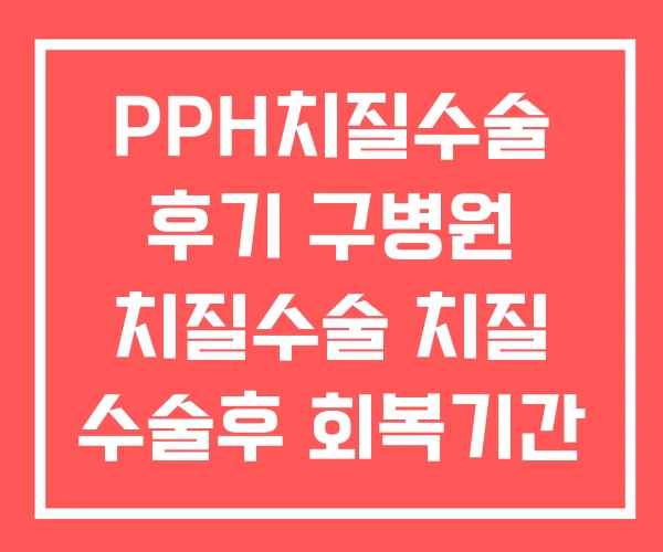 PPH치질수술 후기 구병원 치질수술 치질 수술후 회복기간 PPH치질수술 후기 구병원 치질수술 치질 수술후 회복기간