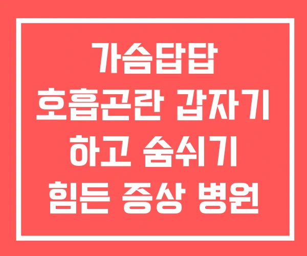 가슴답답 호흡곤란 갑자기 하고 숨쉬기 힘든 증상 병원 가슴답답 호흡곤란 갑자기 하고 숨쉬기 힘든 증상 병원
