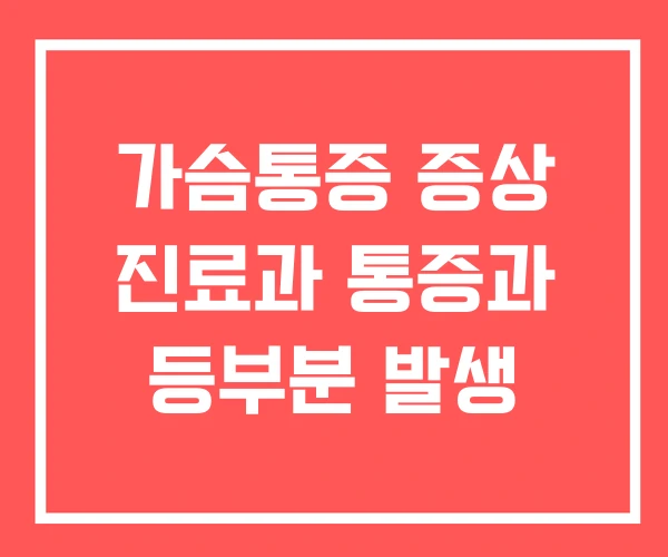 가슴통증 증상 진료과 통증과 등부분 발생 가슴통증 증상 진료과 통증과 등부분 발생