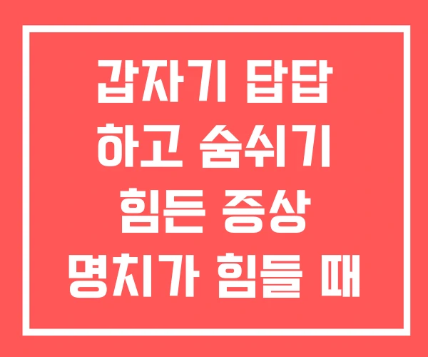 갑자기 답답 하고 숨쉬기 힘든 증상 명치가 힘들 때