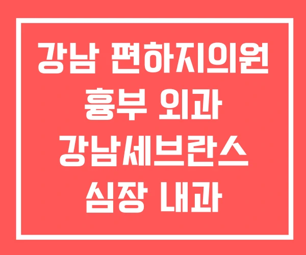 강남 편하지의원 흉부 외과 강남세브란스 심장 내과