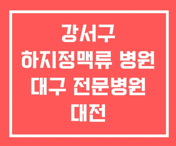 강서구 하지정맥류 병원 대구 전문병원 대전
