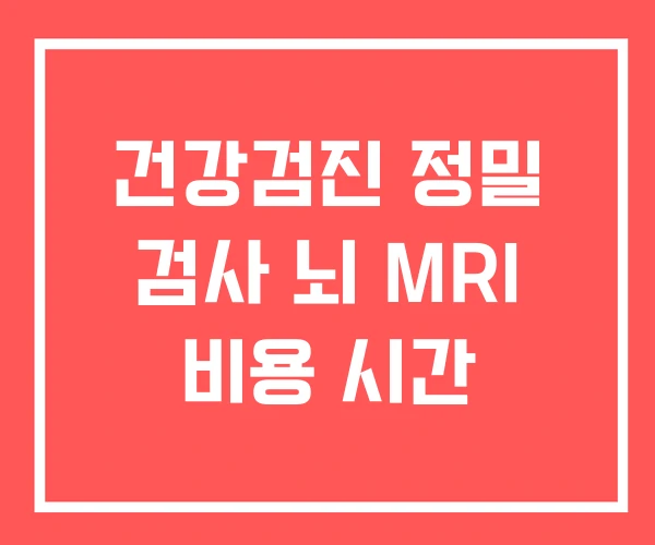 건강검진 정밀 검사 뇌 MRI 비용 시간 건강검진 정밀 검사 뇌 MRI 비용 시간