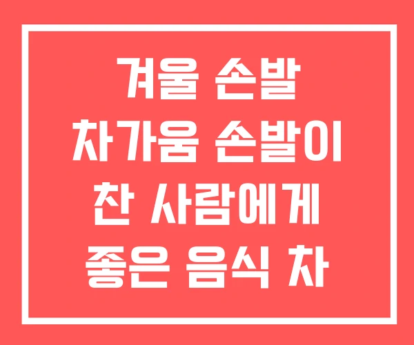 겨울 손발 차가움 손발이 찬 사람에게 좋은 음식 차