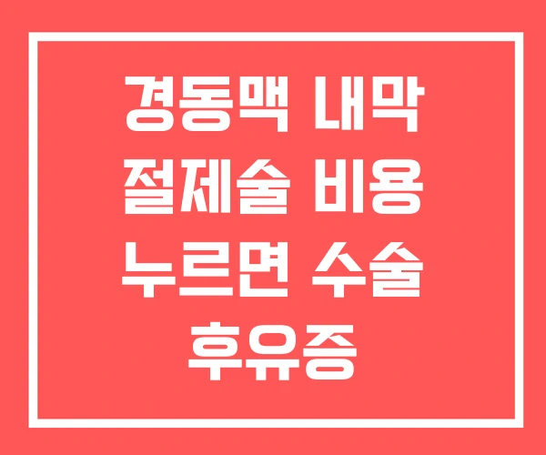 경동맥 내막 절제술 비용 누르면 수술 후유증 경동맥 내막 절제술 비용 누르면 수술 후유증