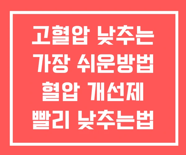 고혈압 낮추는 가장 쉬운방법 혈압 개선제 빨리 낮추는법 고혈압 낮추는 가장 쉬운방법 혈압 개선제 빨리 낮추는법