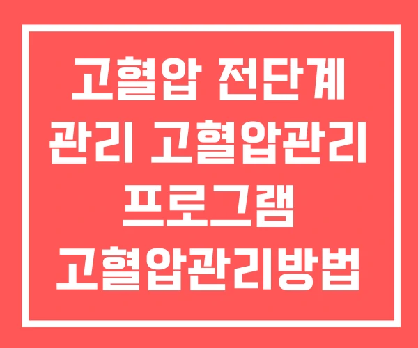 고혈압 전단계 관리 고혈압관리 프로그램 고혈압관리방법 고혈압 전단계 관리 고혈압관리 프로그램 고혈압관리방법
