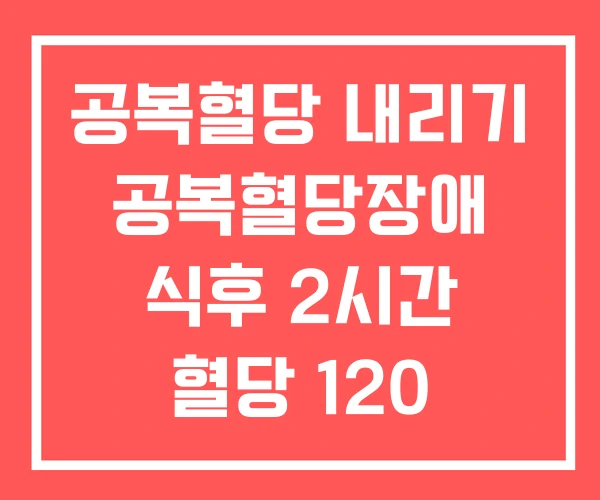 공복혈당 내리기 공복혈당장애 식후 2시간 혈당 120