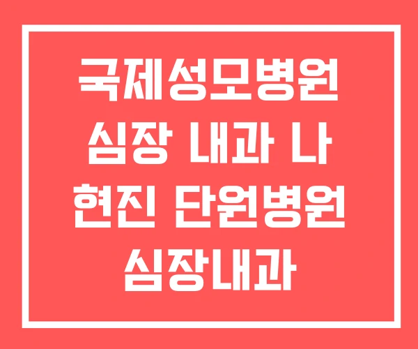국제성모병원 심장 내과 나 현진 단원병원 심장내과
