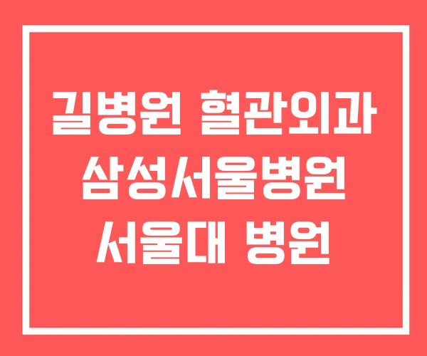 길병원 혈관외과 삼성서울병원 서울대 병원