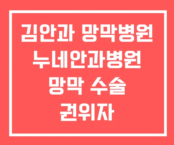 김안과 망막병원 누네안과병원 망막 수술 권위자 김안과 망막병원 누네안과병원 망막 수술 권위자