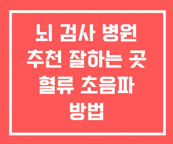 뇌 검사 병원 추천 잘하는 곳 혈류 초음파 방법 뇌 검사 병원 추천 잘하는 곳 혈류 초음파 방법