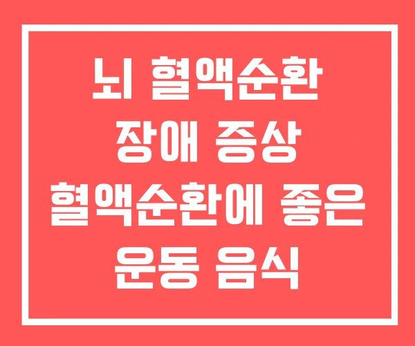 뇌 혈액순환 장애 증상 혈액순환에 좋은 운동 음식