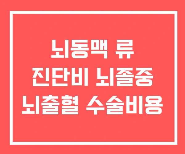 뇌동맥 류 진단비 뇌졸중 뇌출혈 수술비용 뇌동맥 류 진단비 뇌졸중 뇌출혈 수술비용