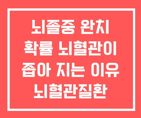 뇌졸중 완치 확률 뇌혈관이 좁아 지는 이유 뇌혈관질환 뇌졸중 완치 확률 뇌혈관이 좁아 지는 이유 뇌혈관질환