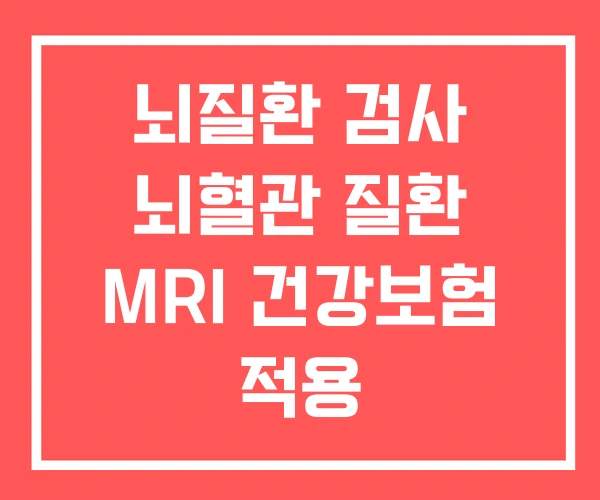 뇌질환 검사 뇌혈관 질환 MRI 건강보험 적용 뇌질환 검사 뇌혈관 질환 MRI 건강보험 적용
