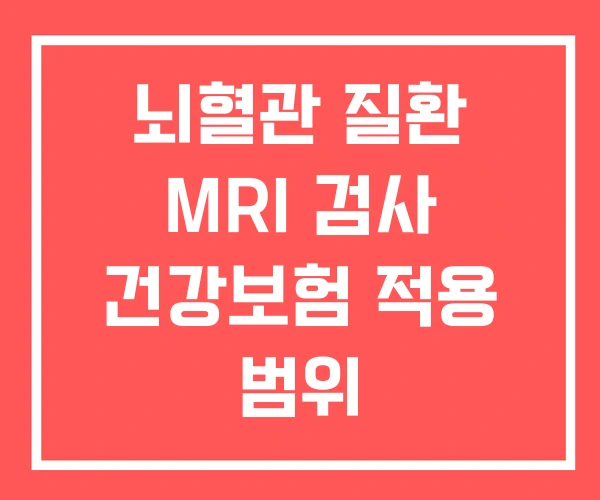 뇌혈관 질환 MRI 검사 건강보험 적용 범위 뇌혈관 질환 MRI 검사 건강보험 적용 범위