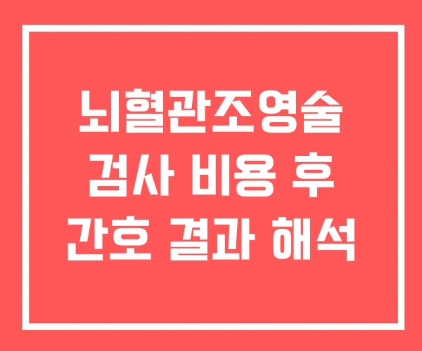 뇌혈관조영술 검사 비용 후 간호 결과 해석 뇌혈관조영술 검사 비용 후 간호 결과 해석