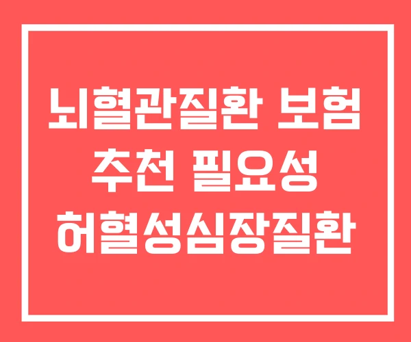 뇌혈관질환 보험 추천 필요성 허혈성심장질환 뇌혈관질환 보험 추천 필요성 허혈성심장질환
